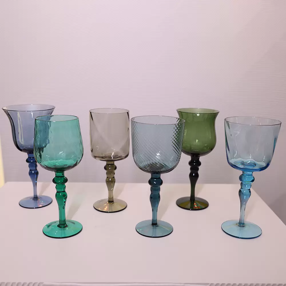SET 6 GOBLETS TEXTURE BLUE/GREEN